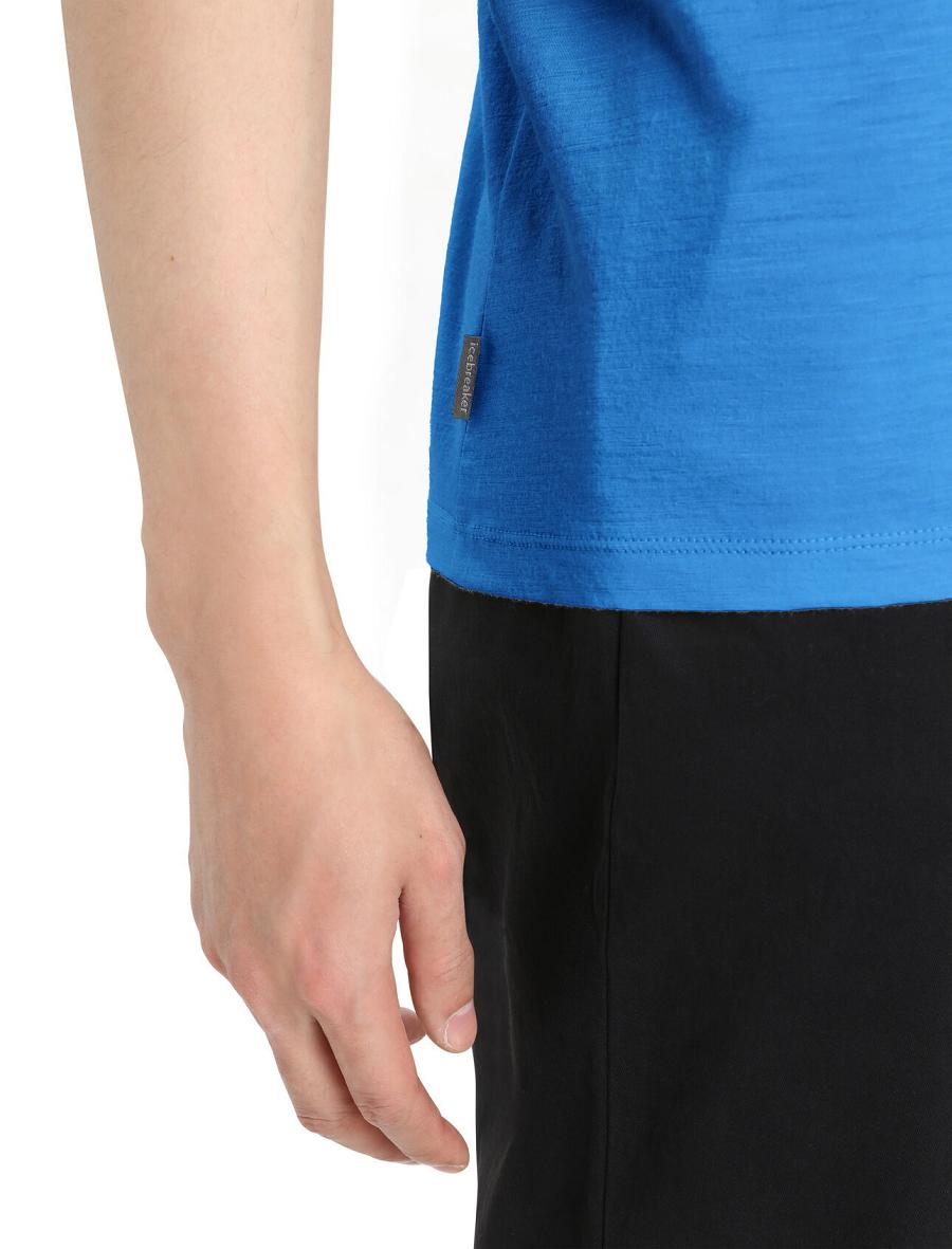 Icebreaker Merino Tech Lite II Rövid Sleeve Tee Férfi Póló Kék | HU 1162BEXC